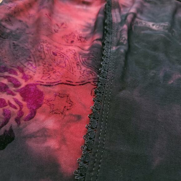 Sami Jo Tank Top Wmns M Black Red Floral Paisley Velvet Burnout Feminine Grunge - Picture 8 of 10